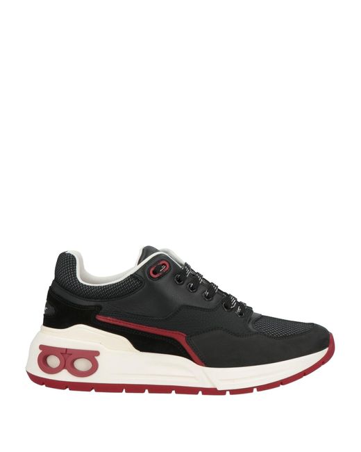 Ferragamo Black Sneakers Calfskin, Textile Fibers