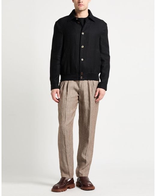 Brunello Cucinelli Black Jacket Linen, Wool, Silk for men