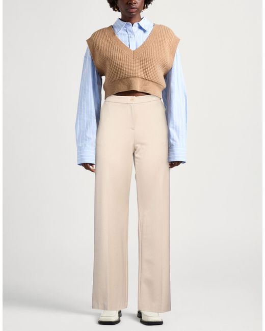 Elena Miro Natural Pants Polyester, Viscose, Wool, Elastane