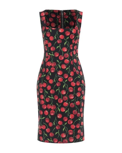 Dolce & Gabbana Red Midi Dress Polyamide, Elastane