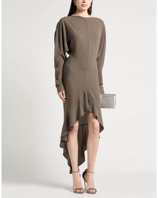 Philosophy Di Lorenzo Serafini Natural Khaki Midi Dress Triacetate, Polyester