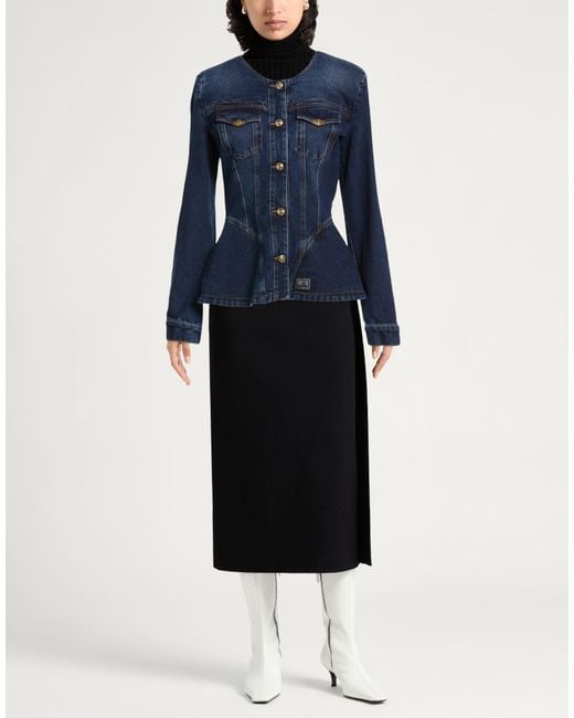 Versace Jeans Couture Blue Denim Outerwear Cotton, Elastane
