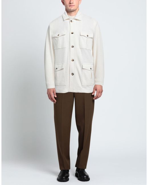 Giampaolo White Ivory Jacket Cotton, Polyester for men