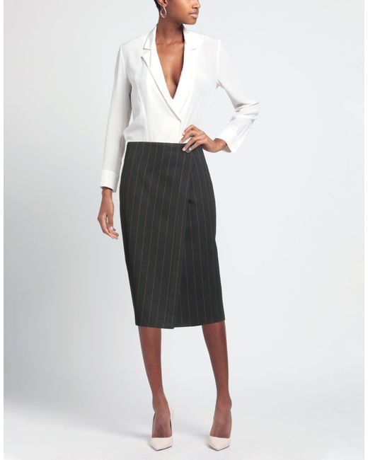 Compagnia Italiana Gray Midi Skirt Polyester, Viscose, Elastane