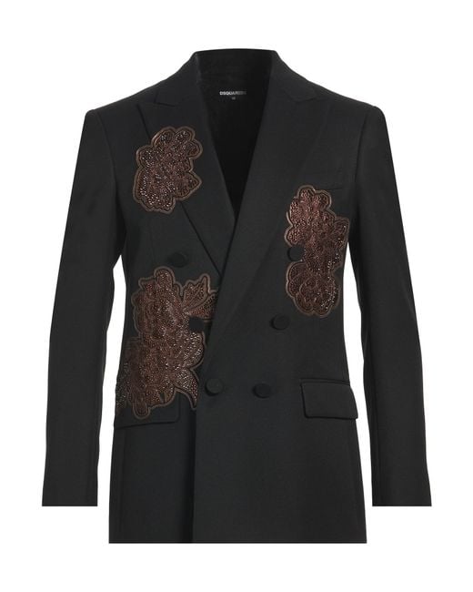 DSquared² Black Blazer Polyester, Virgin Wool for men