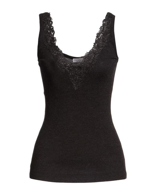 Brunello Cucinelli Black Tank Top Wool