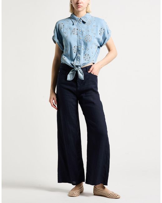 Guess Blue Denim Shirt Lyocell, Cotton