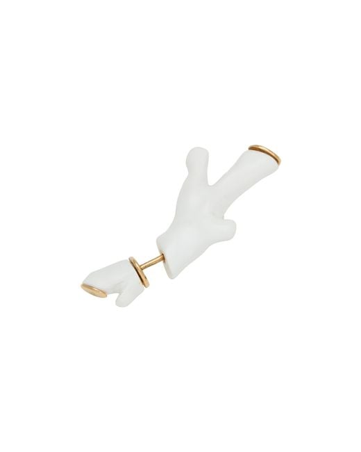 Emilio Pucci White Single Earring Resin, Bronze