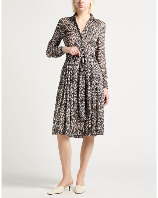 Caliban Gray Midi Dress Polyester, Metallic Polyester