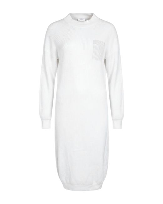 Peserico White Midi Dress Virgin Wool, Silk, Cashmere