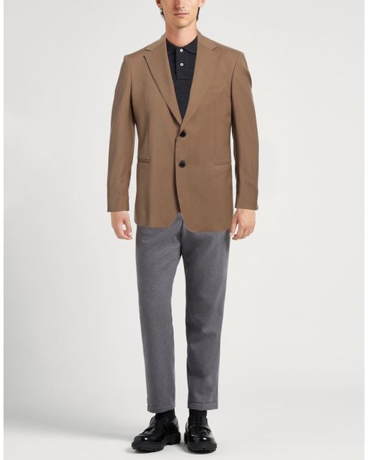 Low Brand Brown Khaki Blazer Virgin Wool for men