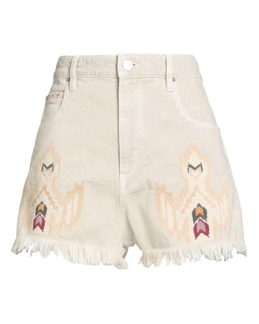 Isabel Marant Natural Denim Shorts Cotton, Hemp