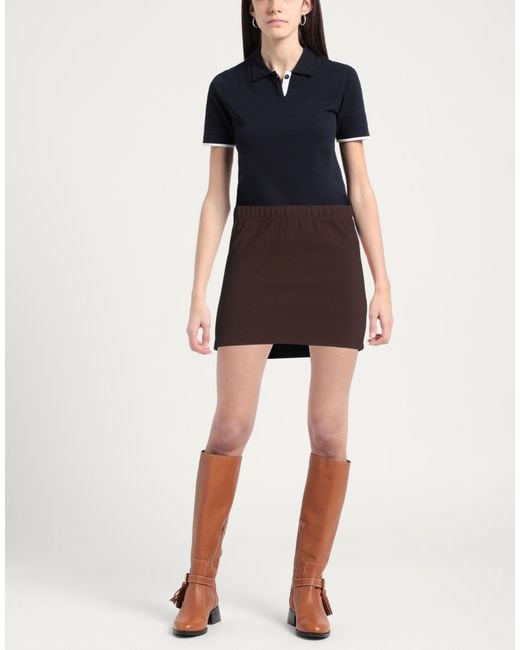 DONNI. Brown Mini Skirt Nylon, Elastane