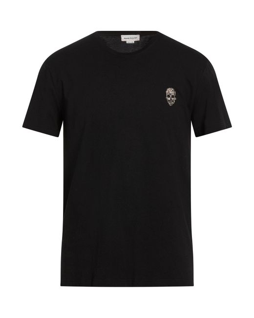 McQueen Black T-Shirt Cotton, Silk, Metal, Glass, Metallic Fiber for men