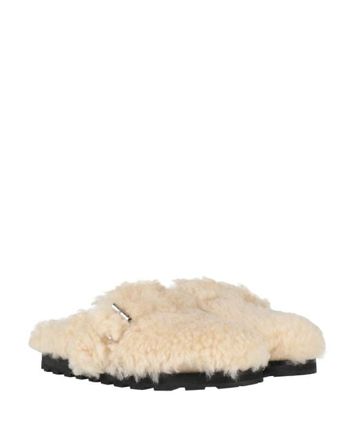 Jil Sander White Ivory Mules & Clogs Shearling