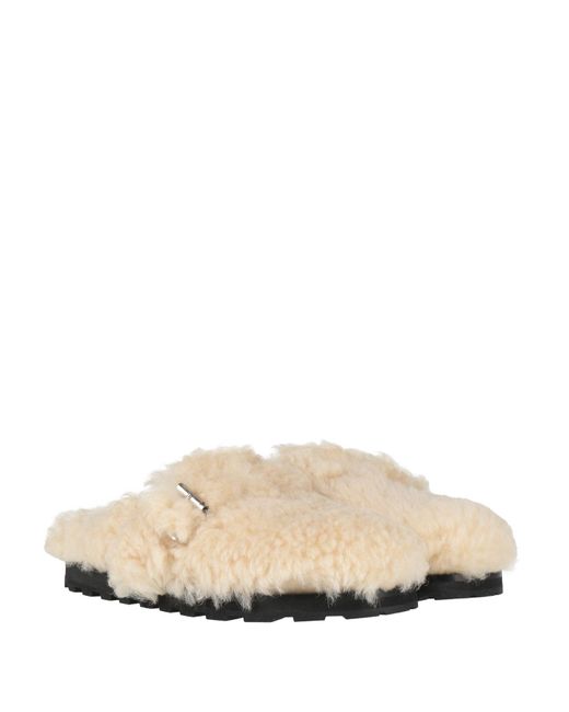 Jil Sander White Ivory Mules & Clogs Shearling
