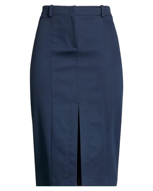 Patrizia Pepe Blue Midi Skirt Cotton, Elastane