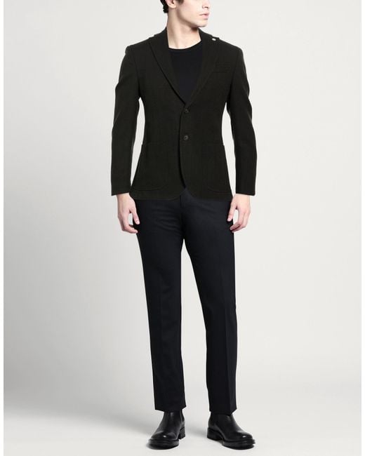 Manuel Ritz Black Dark Blazer Virgin Wool, Cotton for men