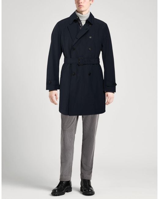 Fedeli Blue Overcoat & Trench Coat for men