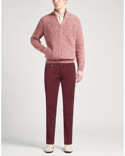 Barbati Red Burgundy Pants Cotton, Elastane for men