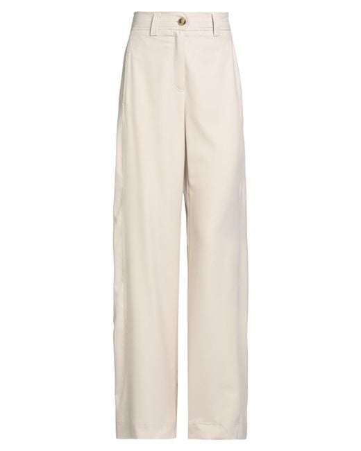 Marella White Pants Polyester, Viscose, Elastane