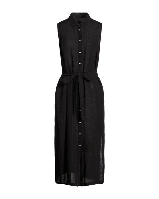 120% Lino Black Midi Dress Linen