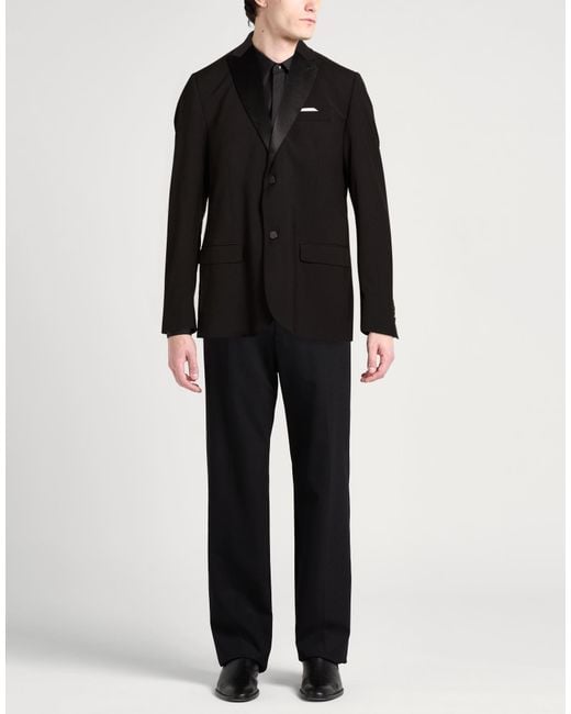 Daniele Alessandrini Black Blazer Polyester, Viscose, Elastane for men