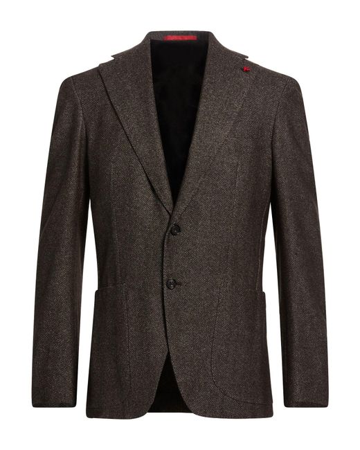 Isaia Black Blazer Wool, Cotton for men