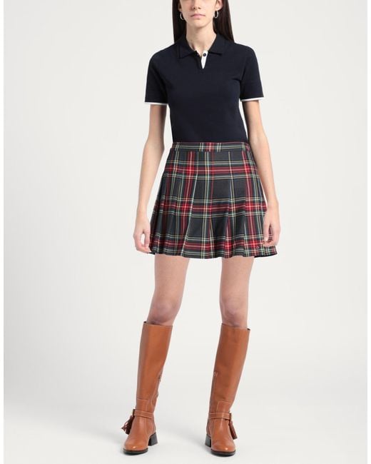 Maje Red Mini Skirt Wool, Polyester, Elastane