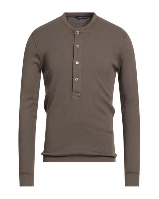 Tom Ford Brown Military T-Shirt Cotton, Modal for men
