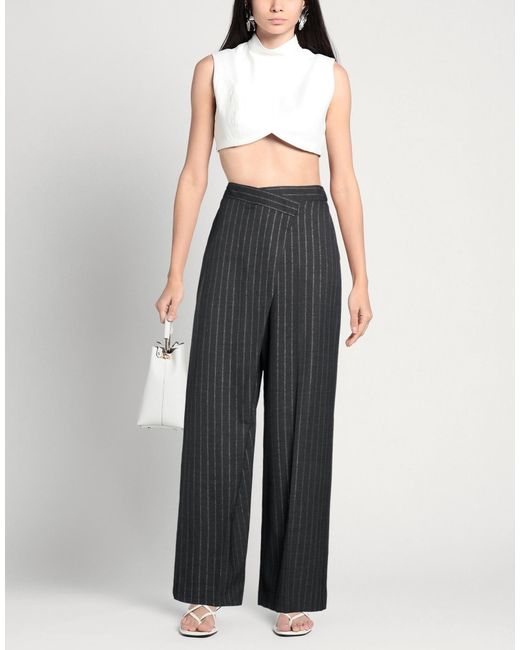 Karl Lagerfeld Gray Charcoal Pants Polyester, Viscose, Wool, Elastane