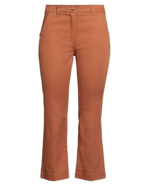 Marella Brown Pants Cotton, Elastane
