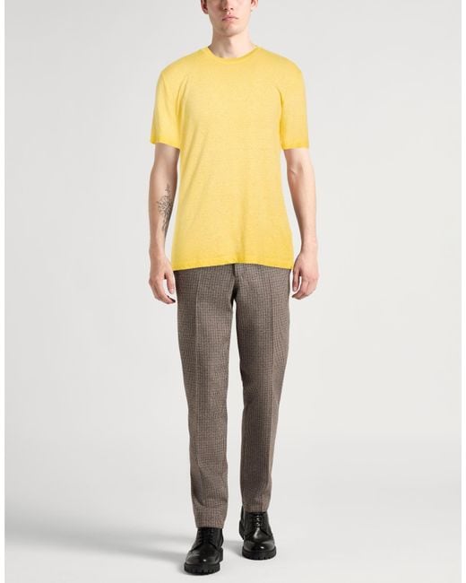 Roberto Collina Yellow T-Shirt Linen, Elastane for men
