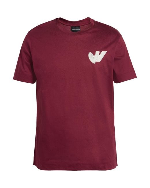 Emporio Armani Red Burgundy T-Shirt Cotton for men