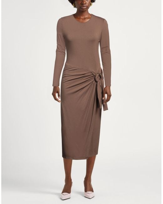 Pinko Brown Midi Dress Viscose, Elastane
