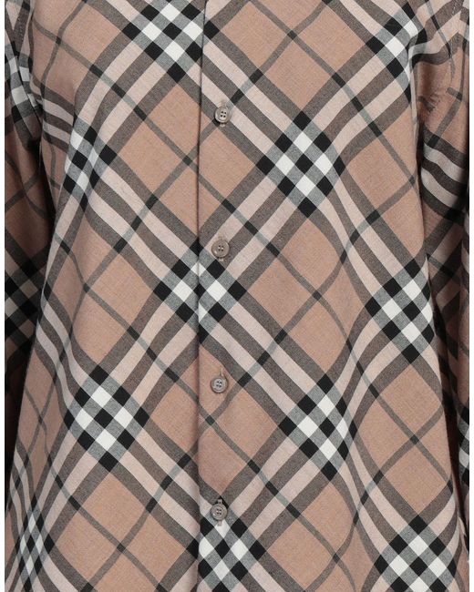 Burberry Gray Camel Shirt Polyester, Wool