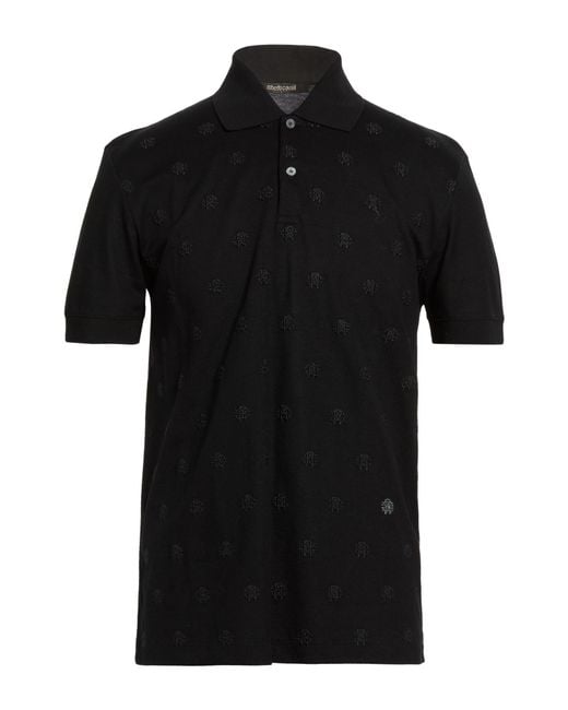 Roberto Cavalli Black Polo Shirt Cotton for men