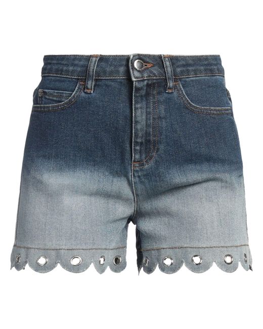 RED Valentino Blue Denim Shorts Cotton, Elastane