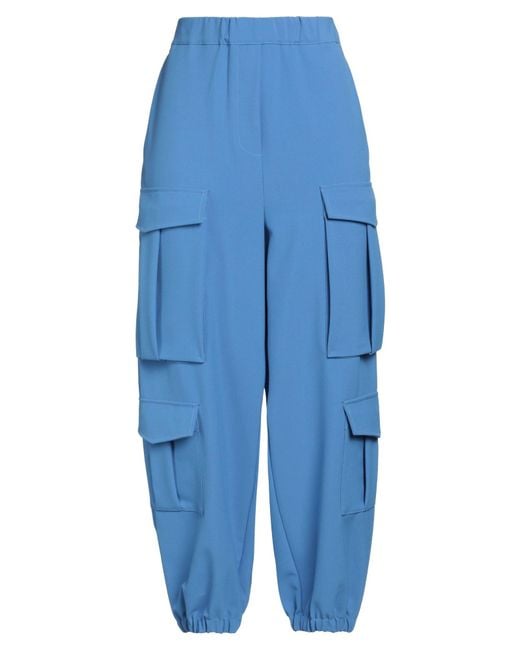 Semicouture Blue Pants Polyester, Viscose, Elastane