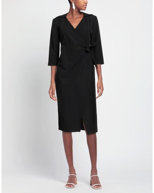 Compagnia Italiana Black Midi Dress Polyester, Elastane