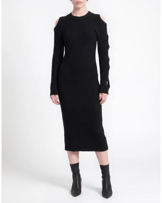 Liviana Conti Black Midi Dress Wool, Polyamide