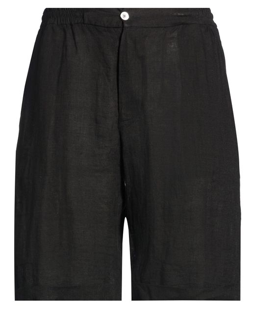 Alpha Studio Black Shorts & Bermuda Shorts Linen for men