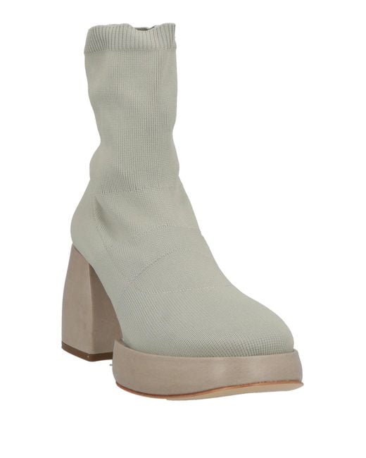Malloni Gray Ankle Boots Textile Fibers, Leather
