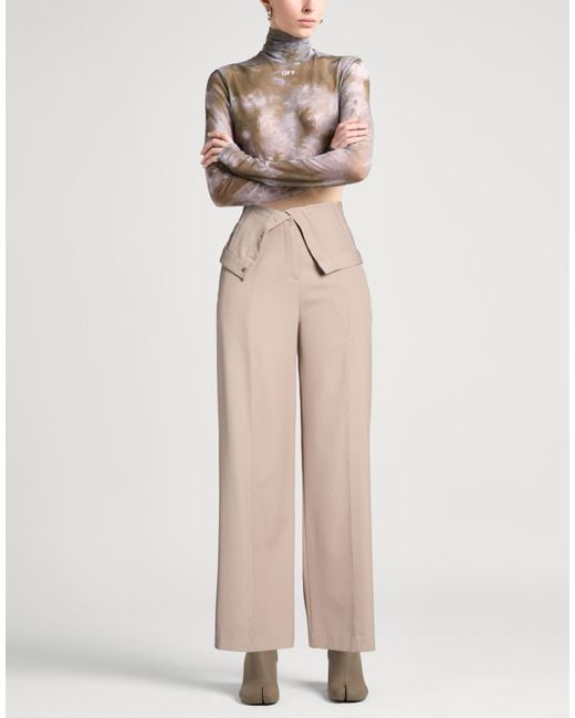 Acne Natural Pants Polyester, Wool