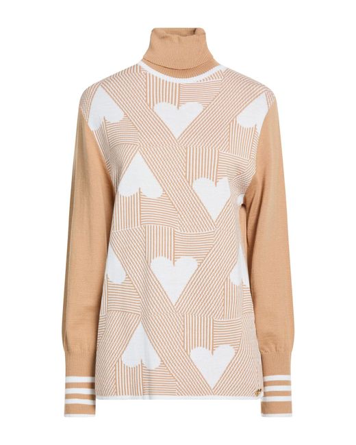 Gai Mattiolo White Love To Love Sand Turtleneck Merino Wool, Acrylic