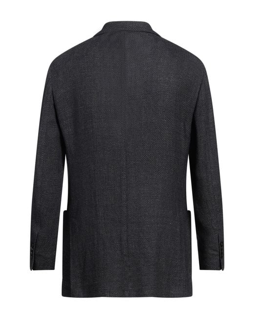 Lardini Black Midnight Blazer Silk, Linen, Wool for men