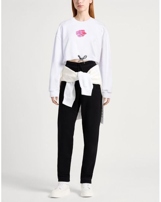 Karl Lagerfeld White Sweatshirt Cotton, Polyester