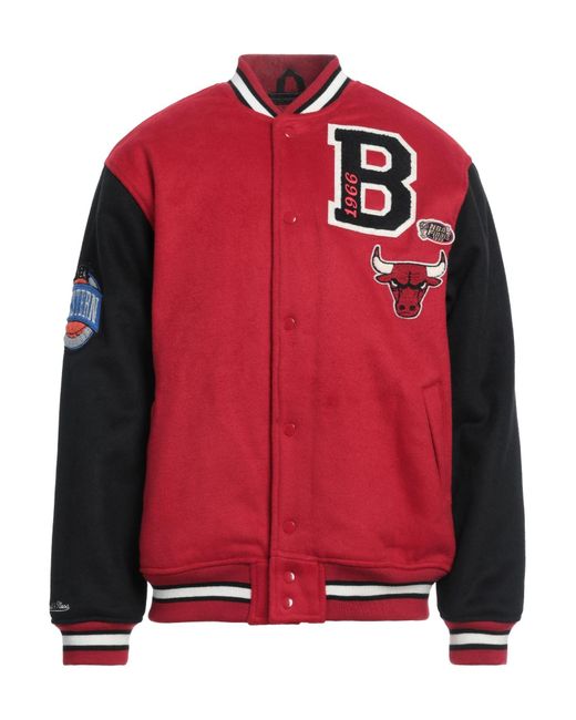 Mitchell & Ness Red Jacket Polyester, Wool for men