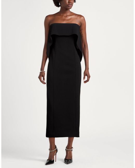 Staud Black Midi Dress Polyester, Elastane