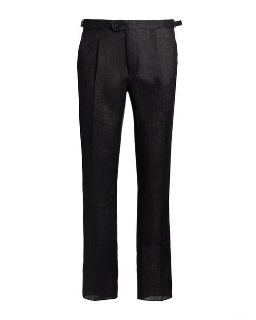 Luigi Borrelli Napoli Black Pants Linen for men